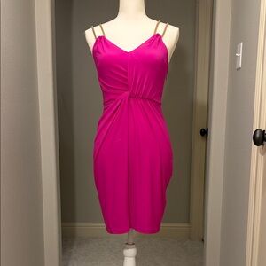 Elegant Pink Dress with Gold Chain Straps